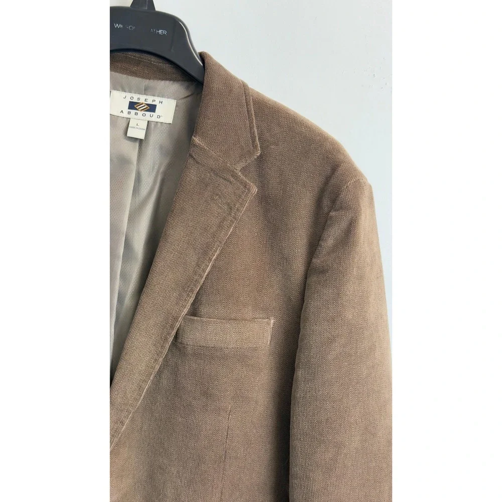 Joseph Abboud Mens‎ Brown Herringbone Corduroy Blazer Sport Coat Large 2-Button